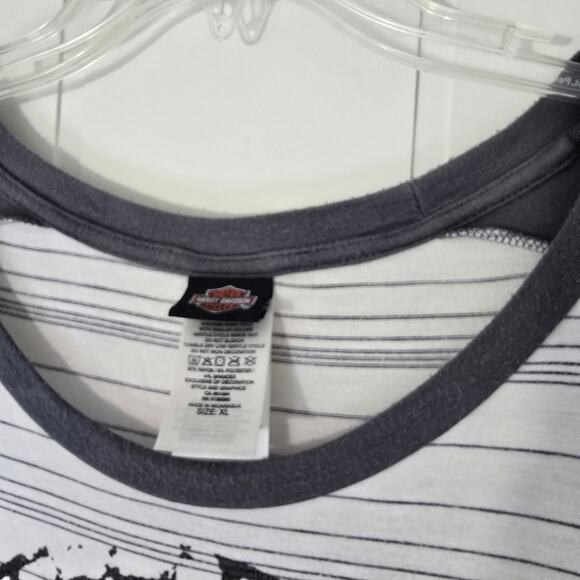 Harley Davidson Pullover Shirt Jersey Knit Stretch Logo Graphic Soft Stripe XL - Picture 4 of 9